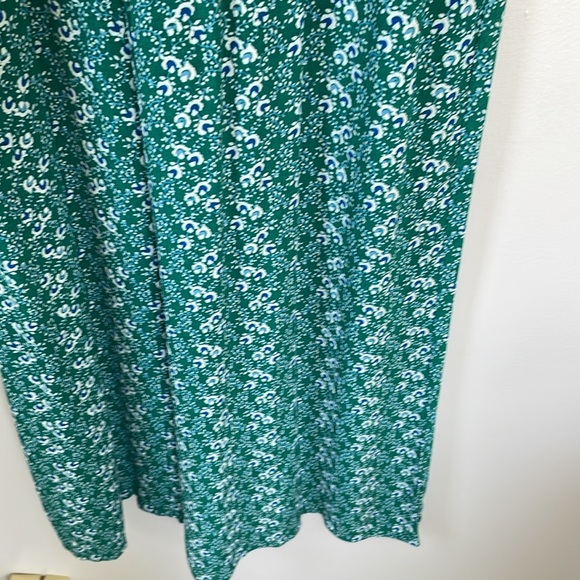 Loft size2 green and blue smocked top zipper in back jumpsuit with wide leg NWOT - Picture 6 of 10